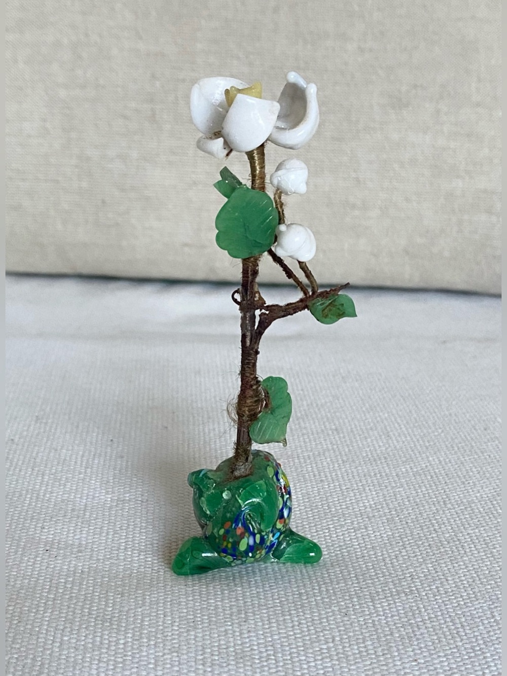 Vtg Miniature Bonsai Tree Art Glass Base Swoboda Style